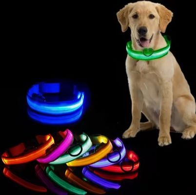 Collar y correa de perros de mascotas de nylon reflector ajustable con neopreno suave acolchado