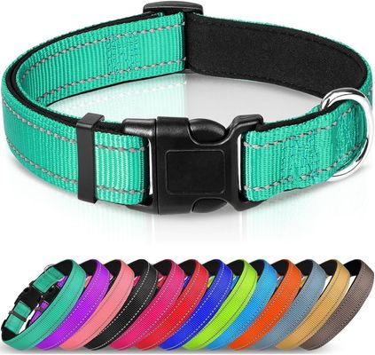 Collar y correa de perros de mascotas de nylon reflector ajustable con neopreno suave acolchado