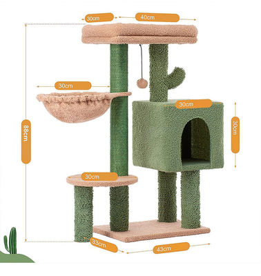 Arbol de gato moderno de madera Sisal Scratcher Cactus Cat con hamaca y poste de rascado
