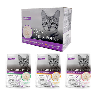 VITAMÍNAS MINERALES Característica de salud de primera calidad Leche de cabra Bolso de leche de gato Tratamiento para mascotas Alimento húmedo 85g