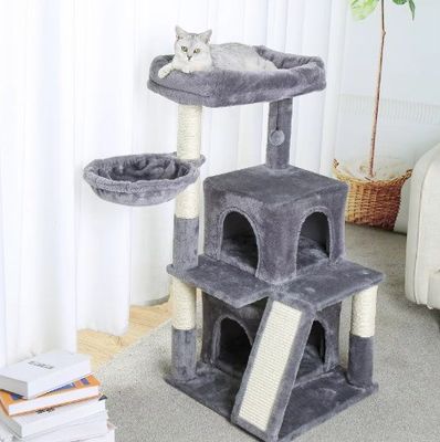 Fun Fun Función de juego Logotipo personalizado Eco-amigable Madera Gris SISAL Torre de gatos para gatos de interior