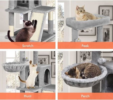 Fun Fun Función de juego Logotipo personalizado Eco-amigable Madera Gris SISAL Torre de gatos para gatos de interior