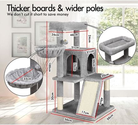 Fun Fun Función de juego Logotipo personalizado Eco-amigable Madera Gris SISAL Torre de gatos para gatos de interior