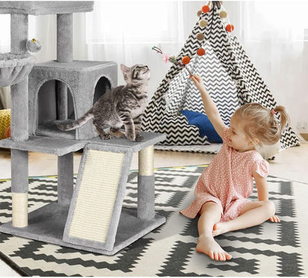 Fun Fun Función de juego Logotipo personalizado Eco-amigable Madera Gris SISAL Torre de gatos para gatos de interior