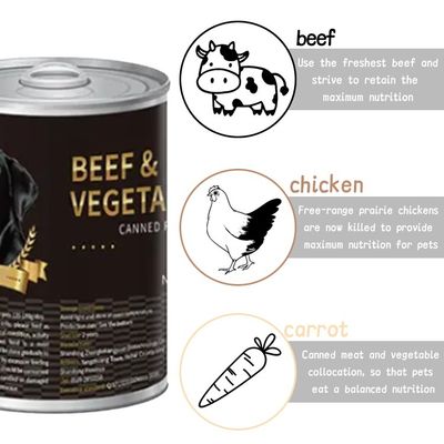 Comida enlatada para perros de sabor mixto para OEM/ODM Pollo, carne de res, vegetales húmedos para mascotas, golosinas cremosas
