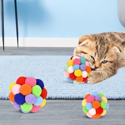 4cm Cute Plush Balls Faux Feather Bell Cat Chew Toy con material ABS/PC sostenible