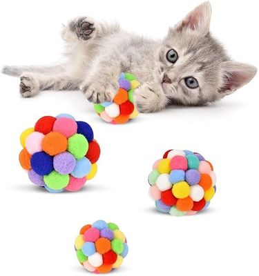 4cm Cute Plush Balls Faux Feather Bell Cat Chew Toy con material ABS/PC sostenible
