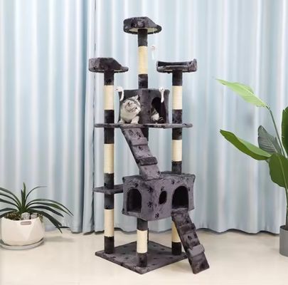 Juego Divertido Muebles de árboles de gatos de lujo de varios niveles con plataformas de condominio de postes de rascado