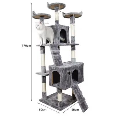 Juego Divertido Muebles de árboles de gatos de lujo de varios niveles con plataformas de condominio de postes de rascado