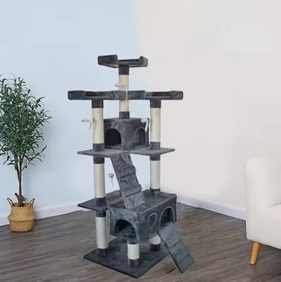 Juego Divertido Muebles de árboles de gatos de lujo de varios niveles con plataformas de condominio de postes de rascado