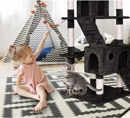 Juego Divertido Muebles de árboles de gatos de lujo de varios niveles con plataformas de condominio de postes de rascado