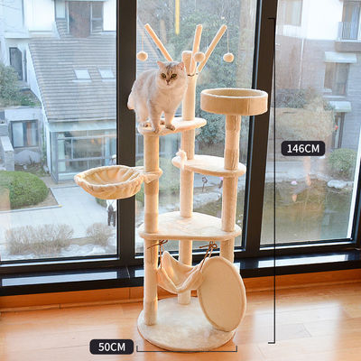 Grúa de gatos de varios niveles Sisal Cuadro de madera moderna Gran gato Torre de árboles Muebles Raspadero