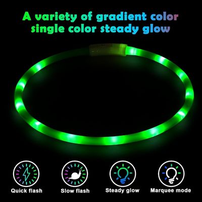 Servicio de personalización proporcionado collar de perro de silicona LED recargable USB impermeable