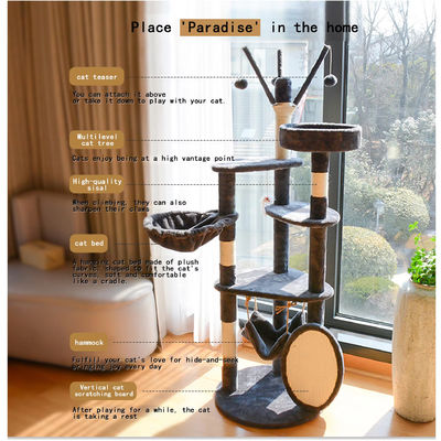 Grúa de gatos de varios niveles Sisal Cuadro de madera moderna Gran gato Torre de árboles Muebles Raspadero