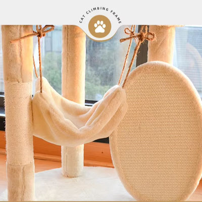 Grúa de gatos de varios niveles Sisal Cuadro de madera moderna Gran gato Torre de árboles Muebles Raspadero