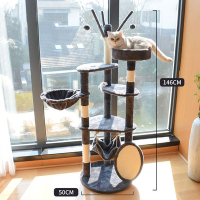 Avanzado de madera moderno de gatos Sisal rascador de múltiples niveles de gato de escalada marco y hamaca