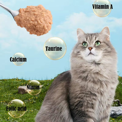 Comida de gatos enlatada enlatada popular con servicio de personalización proporcionado 85g para gatitos cachorros