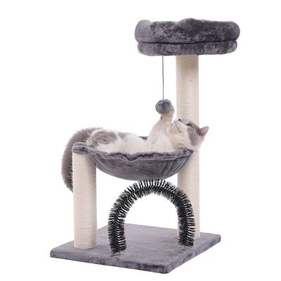 Torre de gatos de peluche Árbol de gatos rascándose Centro de actividades de juguetes El tiempo de juego de los gatos grises Esencial