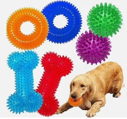 Perro de mascotas TPR Perro con hueso pinchado Voz resistente Limpieza de dientes molares Juguetes interactivos para mascotas