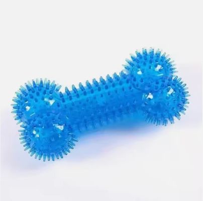 Perro de mascotas TPR Perro con hueso pinchado Voz resistente Limpieza de dientes molares Juguetes interactivos para mascotas