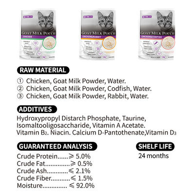 Gato Snacks Pollo Conejo Bacalao Perro Tratos Leche de cabra en polvo Bolso Gato Alimento húmedo