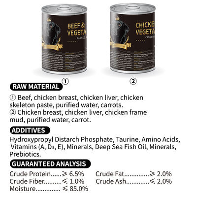 375g Alimento enlatado húmedo Perro gato Gato cachorro con ingredientes vegetales de alimentos para mascotas
