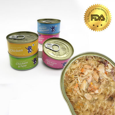 Proteína de etiqueta privada personalizada húmeda alimentos enlatados para gatos para la salud y sabores múltiples