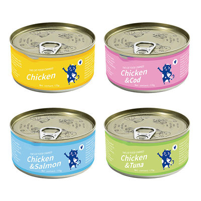 Proteína Pollo triturado y salmón Receta enlatada Alimento para gatos para 170g Dieta especial para gatos