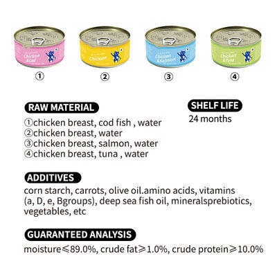 Proteína Pollo triturado y salmón Receta enlatada Alimento para gatos para 170g Dieta especial para gatos