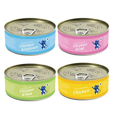 Comida caliente enlatada para gatos 85g de carne blanca Alimentos salmón Pollo Perfecto aperitivo para gatos