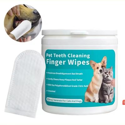 Limpieza oral de mascotas conveniente y eficaz con toallitas húmedas con manga de dedos de fragancia natural