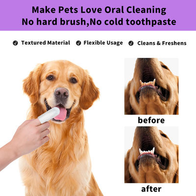 Limpieza oral de mascotas conveniente y eficaz con toallitas húmedas con manga de dedos de fragancia natural