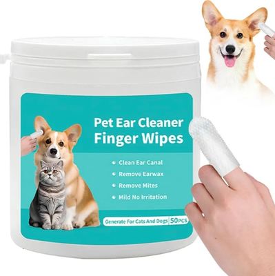 Logotipo personalizado aceptado para limpieza de orejas de mascotas toallitas portátiles limpiador de dedos para perros gatos