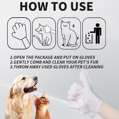 Logotipo personalizado Acceptable Guantes de aseo de mascotas no tejidos para perros y gatos 6 piezas/1 bolsa
