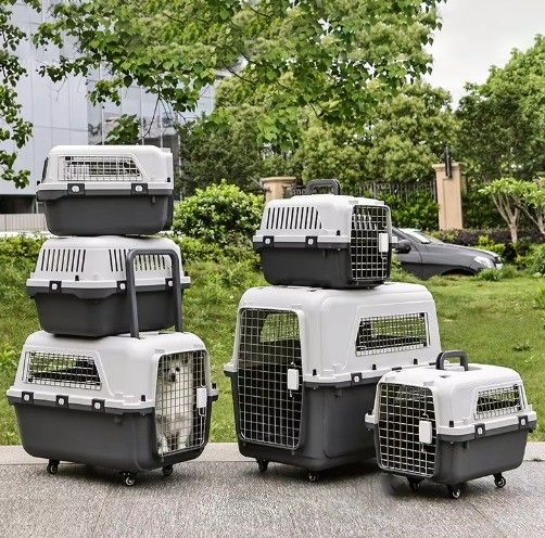 Casco de viaje seguro de doble puerta para perros y gatos con ruedas y espacio súper grande