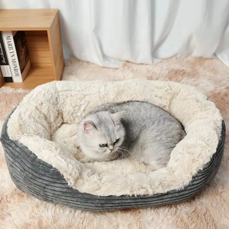 Cama para perros y gatos con cabello ultra lavable colchón espesado colchoneta almohadilla de lana hogar sueño de mascotas