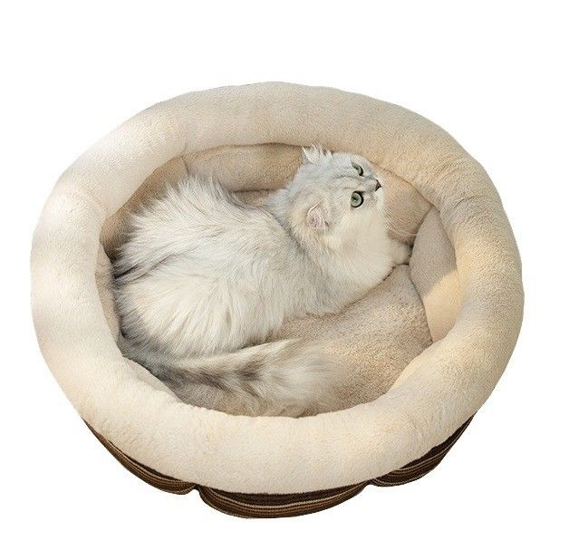 Sofá para mascotas Cama redonda con almohadón de rosquilla para gatos o perros pequeños Resistente al deslizamiento y al agua