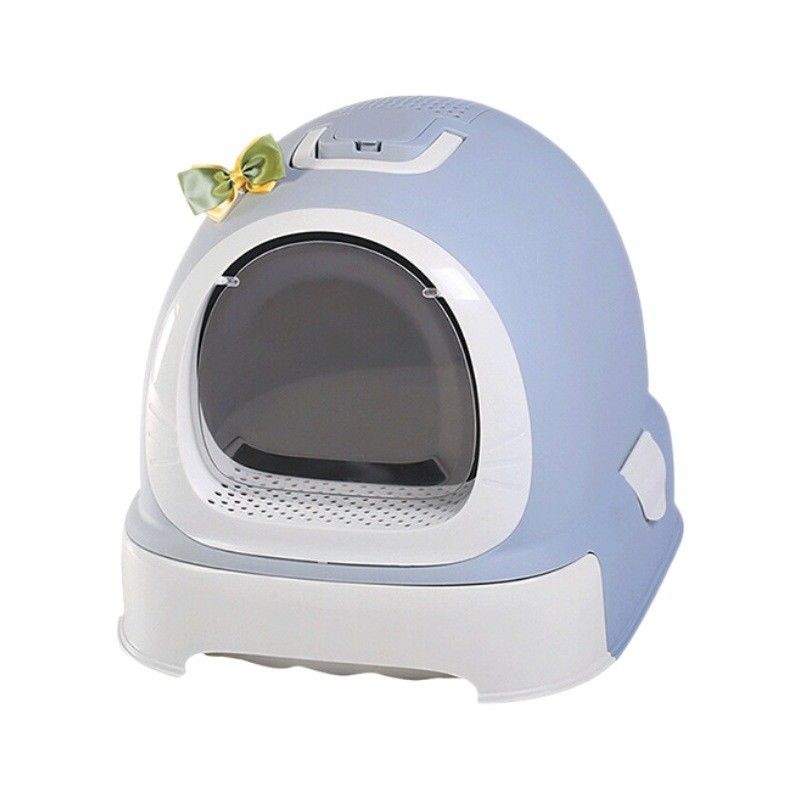 Caja de basura para gatos de diseño Doraemon fácil de limpiar con scooper y tapa para evitar la dispersión de basura