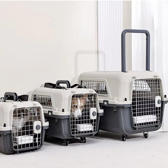 Caja de transporte aéreo de mascotas para perros y gatos pequeños Transportador de viaje de superficie dura sostenible