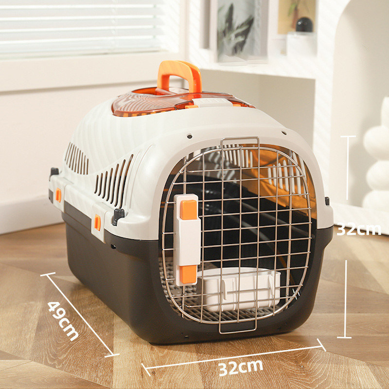 Bolso de viaje de mascotas de PP para gatos, portaobjetos de superficie dura, caja de transporte aéreo para perros y gatos pequeños