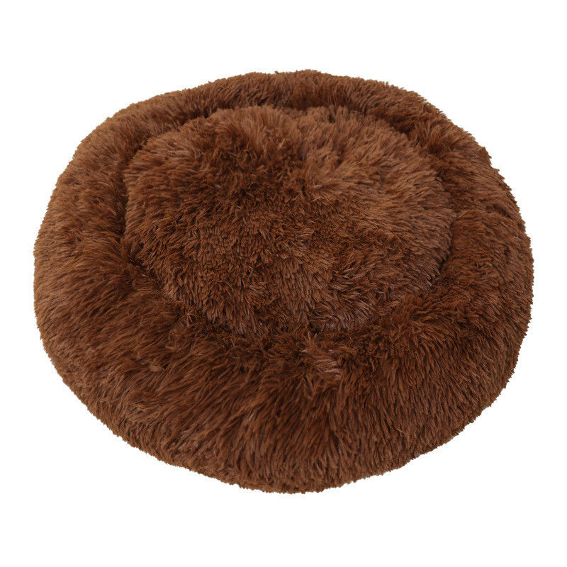 Cama para perros y gatos cama de mascotas pelusa de peluche con colchoneta de algodón de color dulce redonda