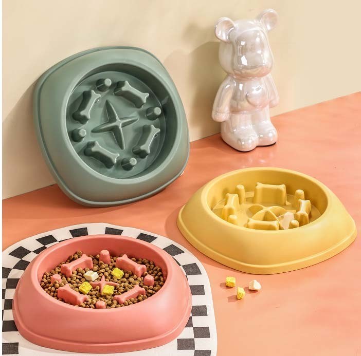 Cuenco para mascotas duradero para alimentación lenta Bloat Stop Tipo de hueso Suministros de plástico de grado alimenticio