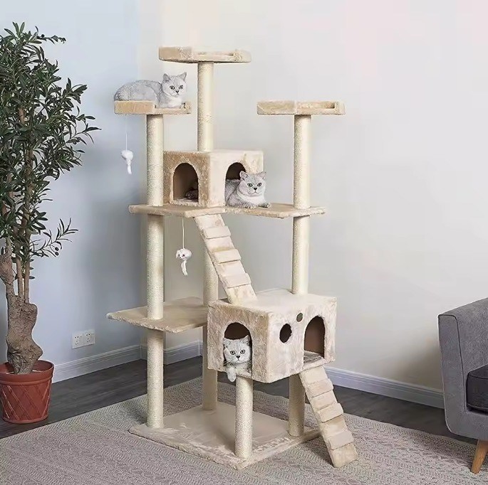 Mejore la comodidad y el juego de sus gatos con muebles de raspadora de gato de madera de varios niveles