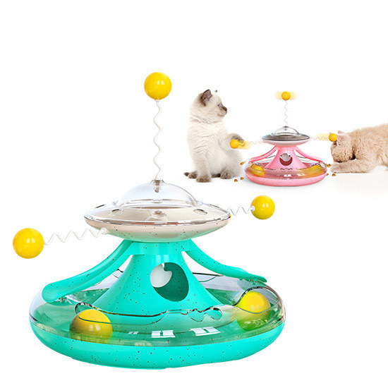 Mucho tiempo de uso ventaja gato juguetes de la palma fuga de alimentos pet puzzle interactivo juguete de plataforma giratoria