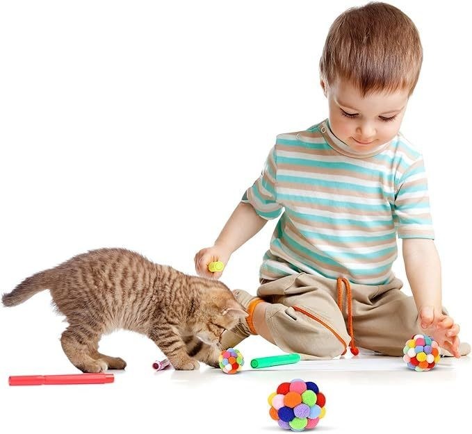 Populares Coloridos Dibujantes de Bola Hecha a Mano Juguetes para Gatitos Plush Bell Ball Planet Ball Juguetes para Gatos
