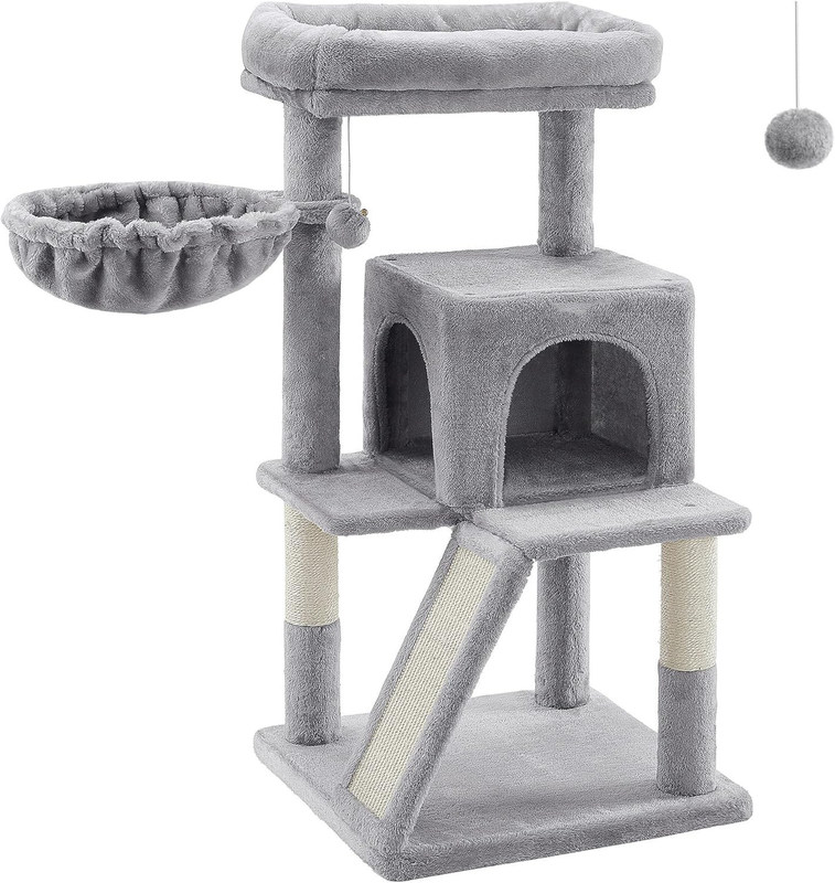 Avanzosa Madera Modern Cat Sisal Scratcher con percha suave y torre de gatos de varios niveles