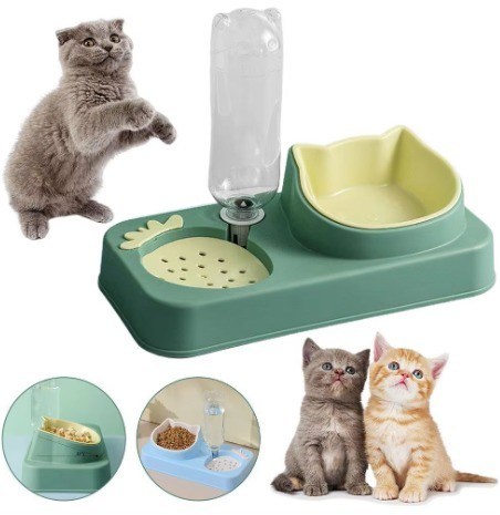 Cuenco para mascotas fácil de llevar antibotón automático de agua potable Cuenco para perros con protección contra la boca mojada