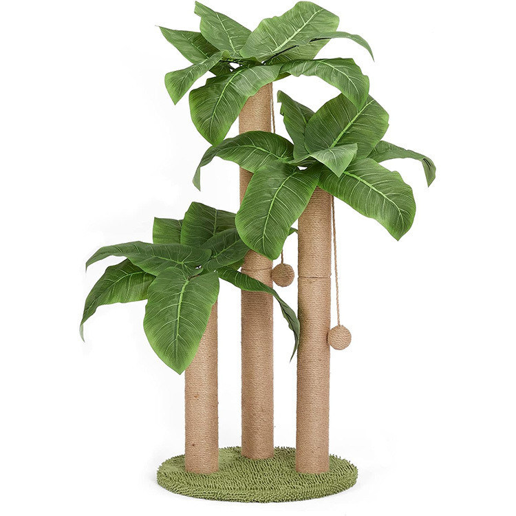 Muebles para gatos Casa de mascotas 80 cm de altura Sisal natural Árbol de gato con bola y 3 pilares