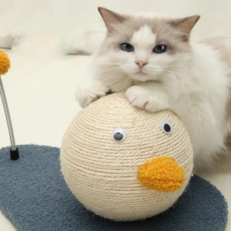 Muebles de gato de madera de ODM Sisal Eco amigable juguete de mascotas de gatos de raspadora de pelota cama de gato sostenible