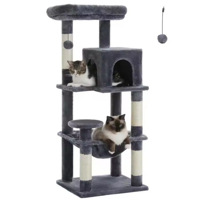 Muebles para gatos Casa de mascotas Centro de actividades interiores con juguete de rascarse y bola colgante